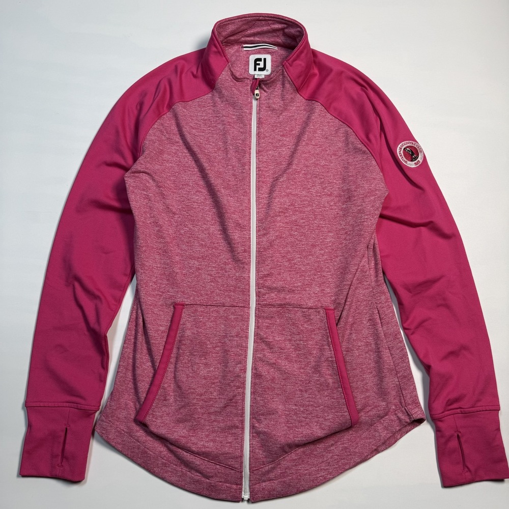 FootJoy Jacket Womens Small Pink Colorblock Full Zip Golf Thumbholes Stretch